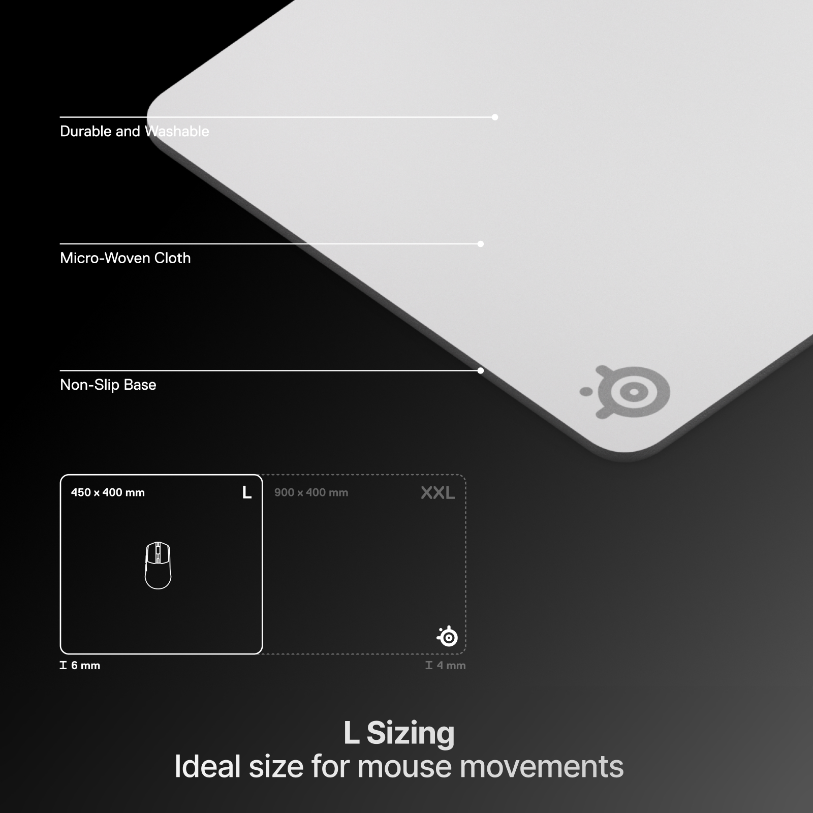 SteelSeries賽睿QcK電競鼠墊Heavy Large-霧澈白